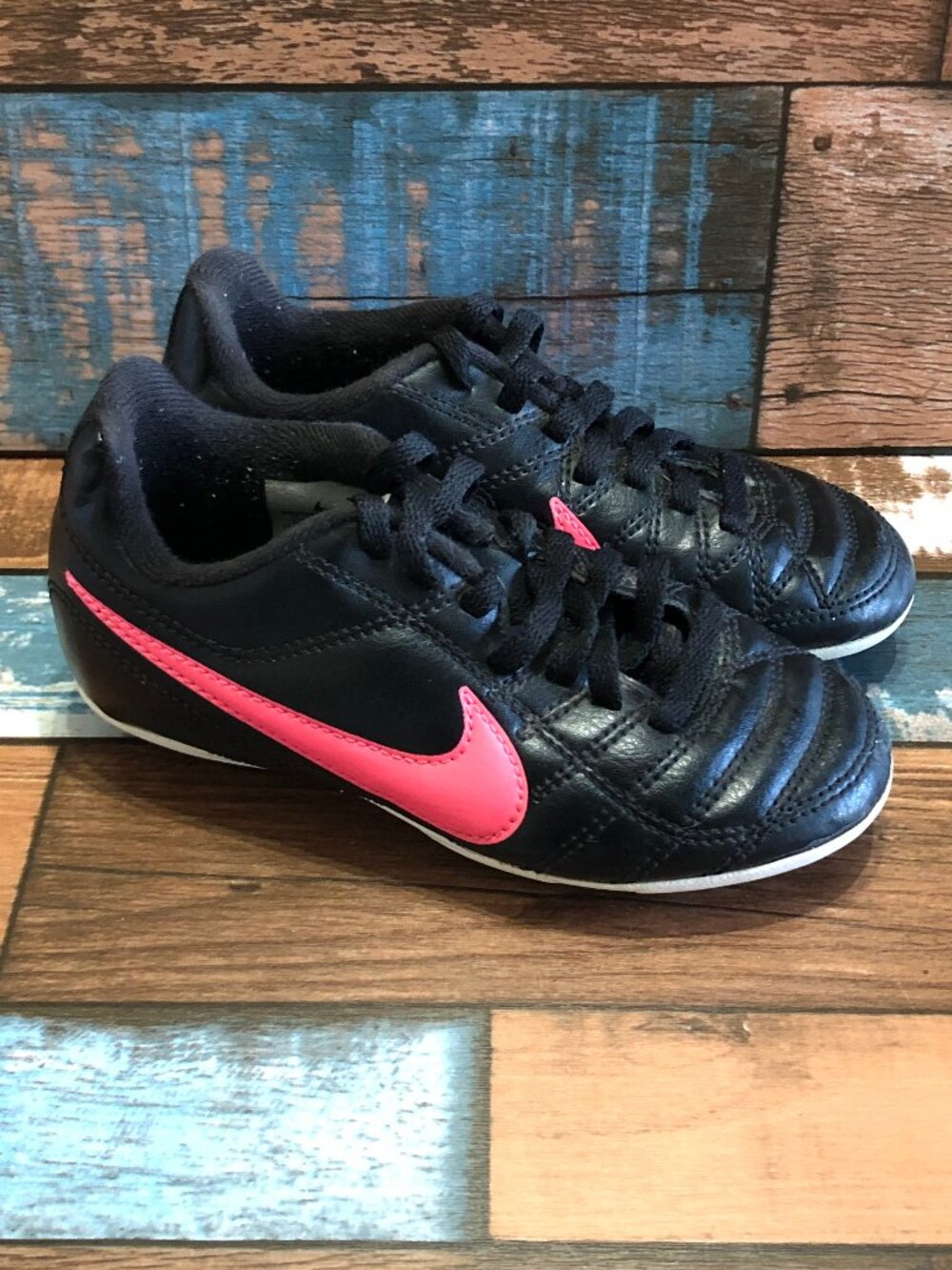 Nike Soccer Cleats 599072-006 Black Pink Little Girls Toddlers Size 10C